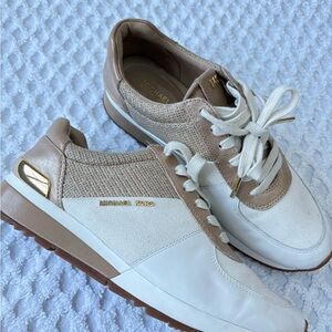 Michael Kors White and Brown Sneakers
